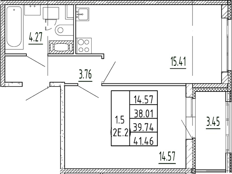 1-комнатная квартира 38.01 м², 4/13 эт., ЖК «Полис Приморский 2»